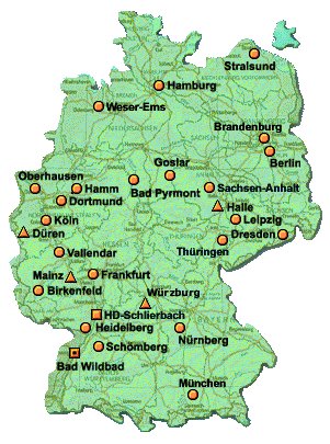 Deutschlandkarte mit den Standtorten der BFWs und BBWs